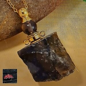 ✔️SMOKEY QUARTZ, OR LAPIS LAZULI, BOTTLE PENDANT. WET/DRY CONTENTS. MAYBE ASHES.